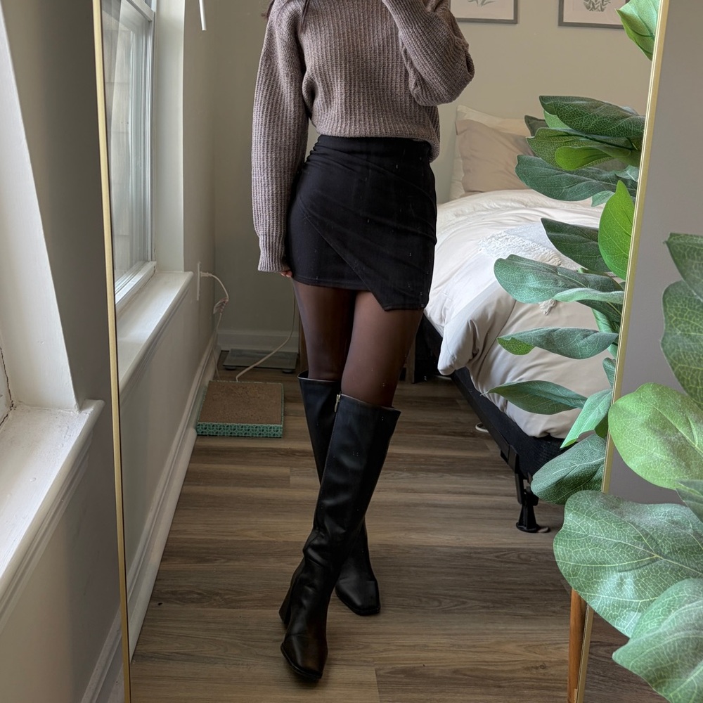 SOLD Ruched Asymmetrical Mini Skirt